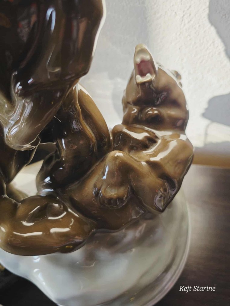 Zsolnay - Statuetta - Fighting bears - Porcellana, Smalto #1.0