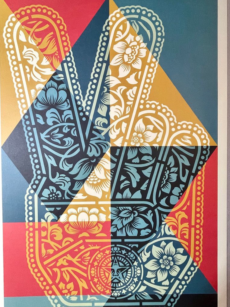Shepard Fairey (OBEY) - "Peace Fingers" Signed Lithograph. #1.0