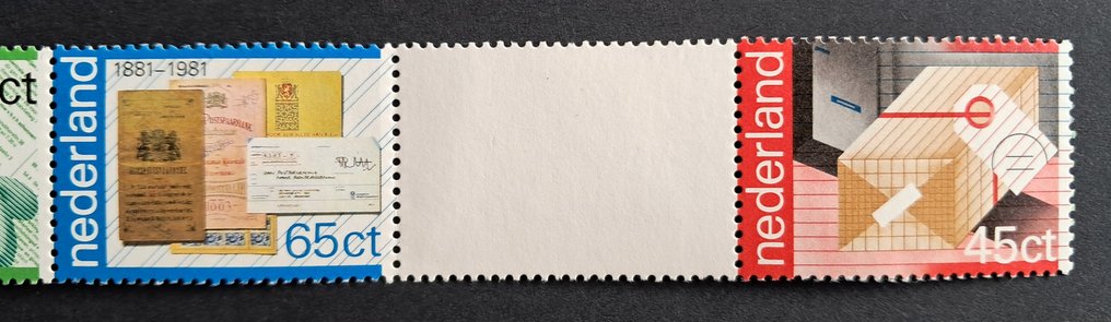 Holland  - NVPH 1220/22 i stribe af 4 frimærker - fejltryk fra to udeladte ark NVPH 1223 #3.2