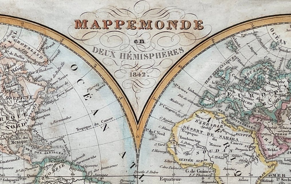 Mappamondo - Planisphère; Delamarche, Alexandre, 1815-1884 - Mappemonde en deux hemispheres et Oceanie - 1821-1850 #1.0