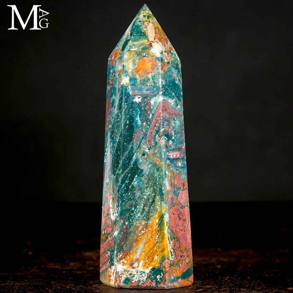 Dendritisk agatspids Dendritic Agate obelisk - Madagascar - Første Valg Mineral - Højde: 144 mm - Bredde: 48 mm- 369 g #1.0