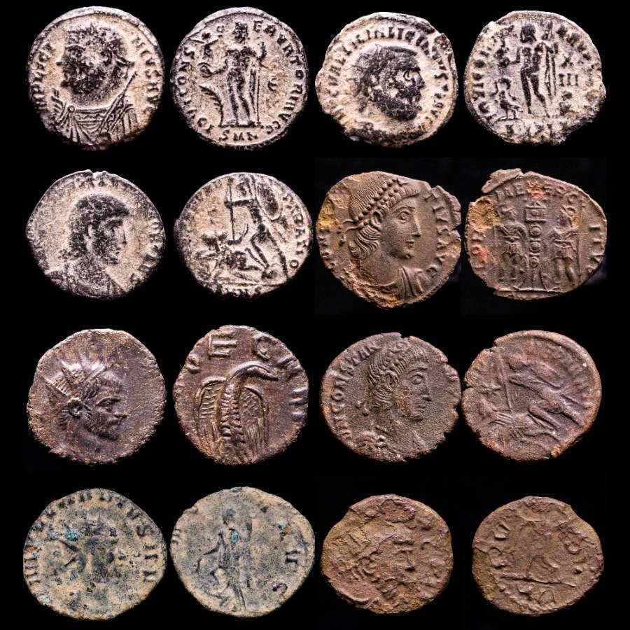 Ρωμαϊκή Αυτοκρατορία. Lot comprising eight (8) bronze coins:. Antoninianus, Follis, Maiorinas. Claudius II (2), Tetricus I, Licinius I (2), Constantius II (2) and Constantius Gallus.  (χωρίς τιμή ασφαλείας) #1.0