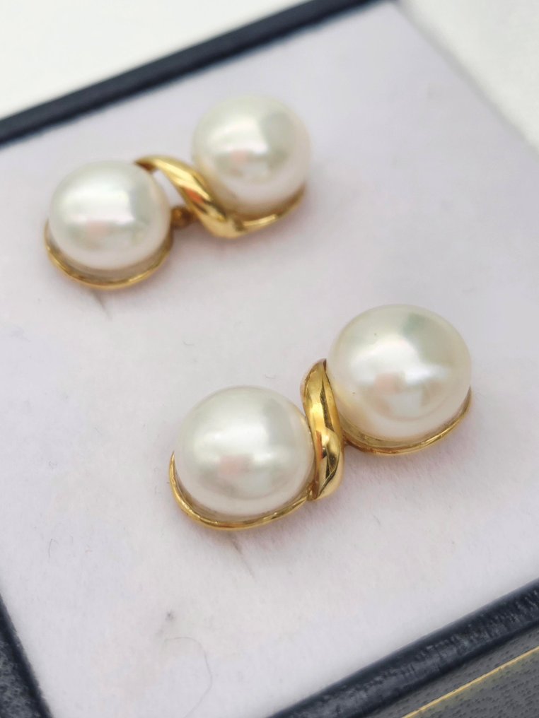 耳环 - 18K包金 黄金 珍珠 #1.0