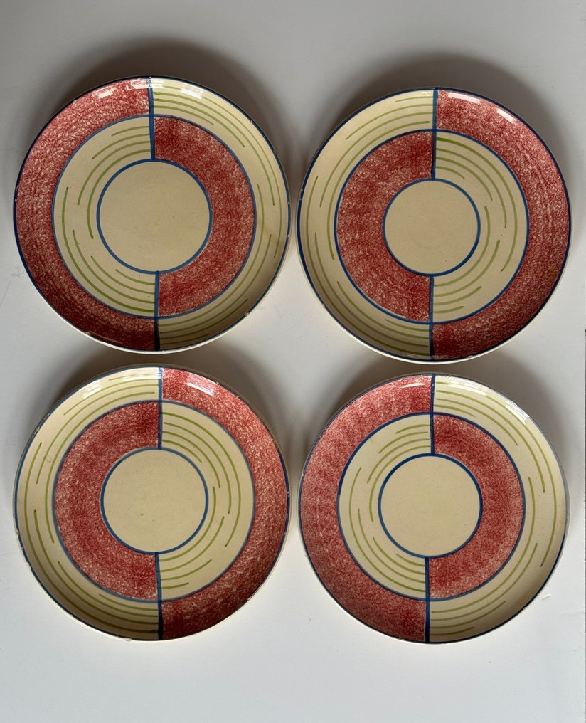 Schramberger Majolikafabrik SMF - Eva Striker Zeisel - Teller (4) - Töpferware - Artdeco #1.0