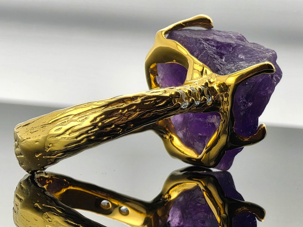 Αμέθυστος - Ασημί - Δαχτυλίδι - Ακατέργαστη κομψότητα #2.1