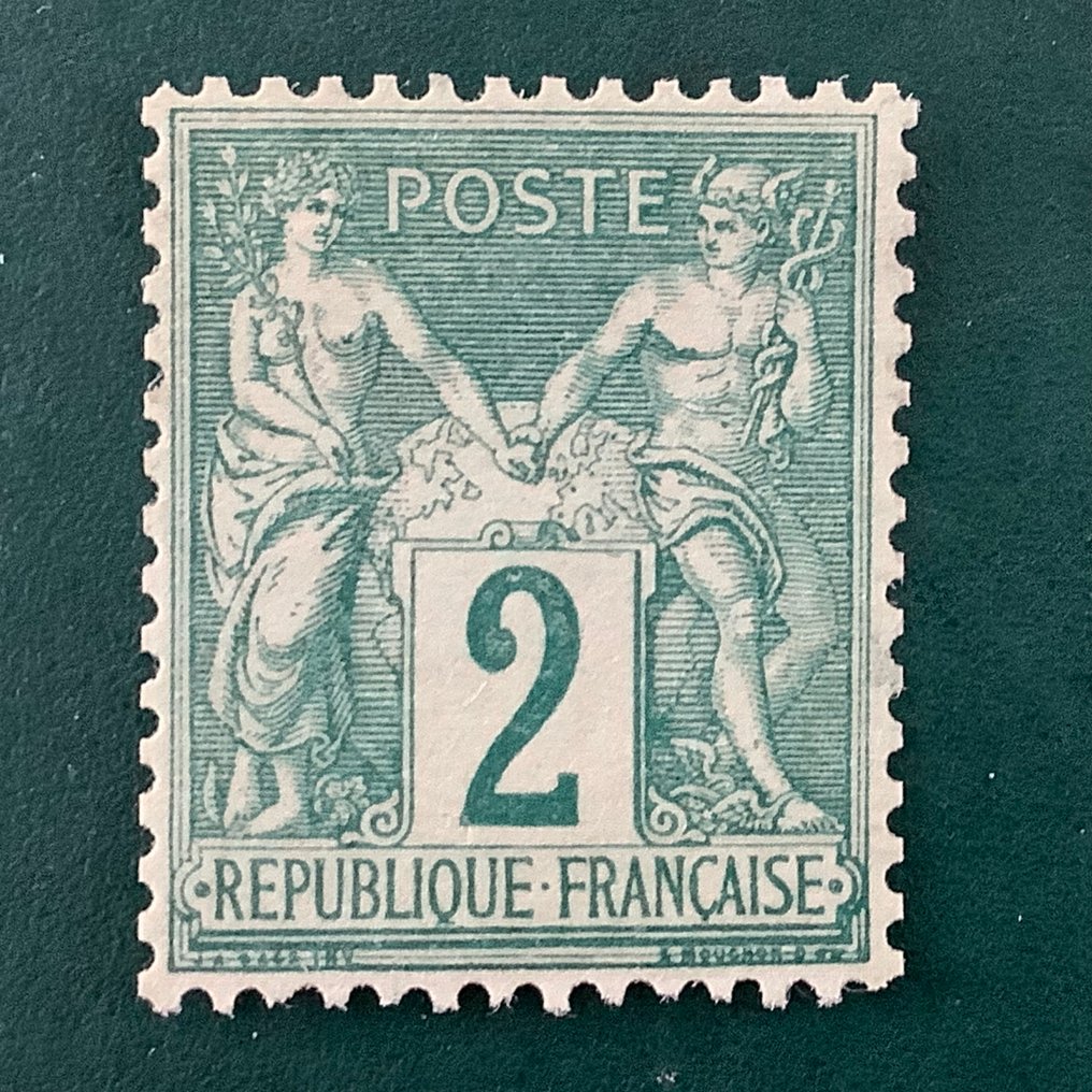 Francia 1876 - 2 cent Sage type II - centrato - Yvert 74 #1.0