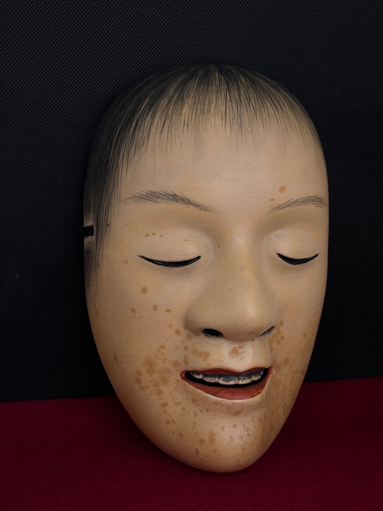 日本能乐面具 - 木, 木制雕刻能面具 - Yoroboshi 弱法師 - 艺术家：上田上田 #3.2