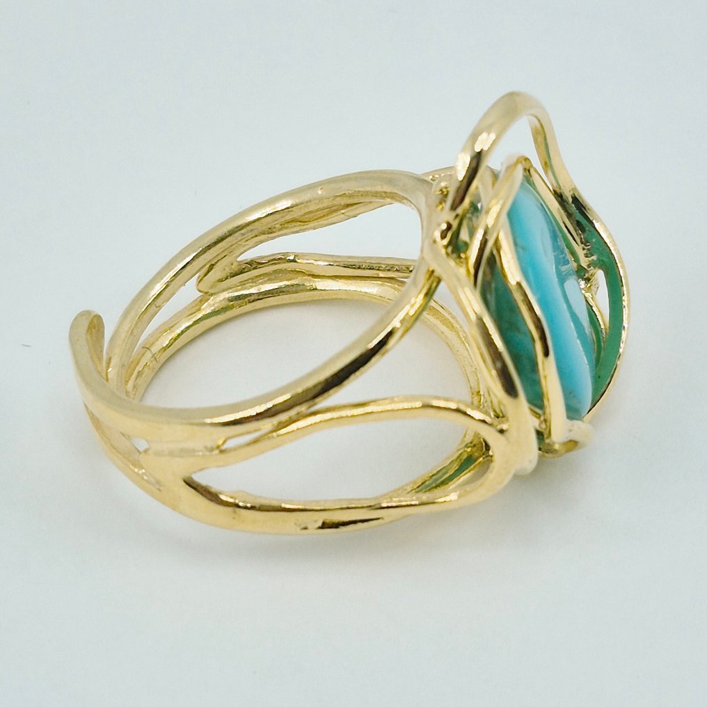 綠松石 - 銀 - 戒指 - 美国奶油色 #3.2