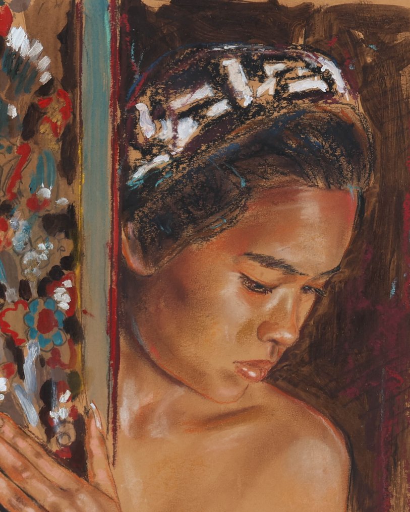 Louis Nagelkerke (1949) - Jonge vrouw achter een paneel #3.2