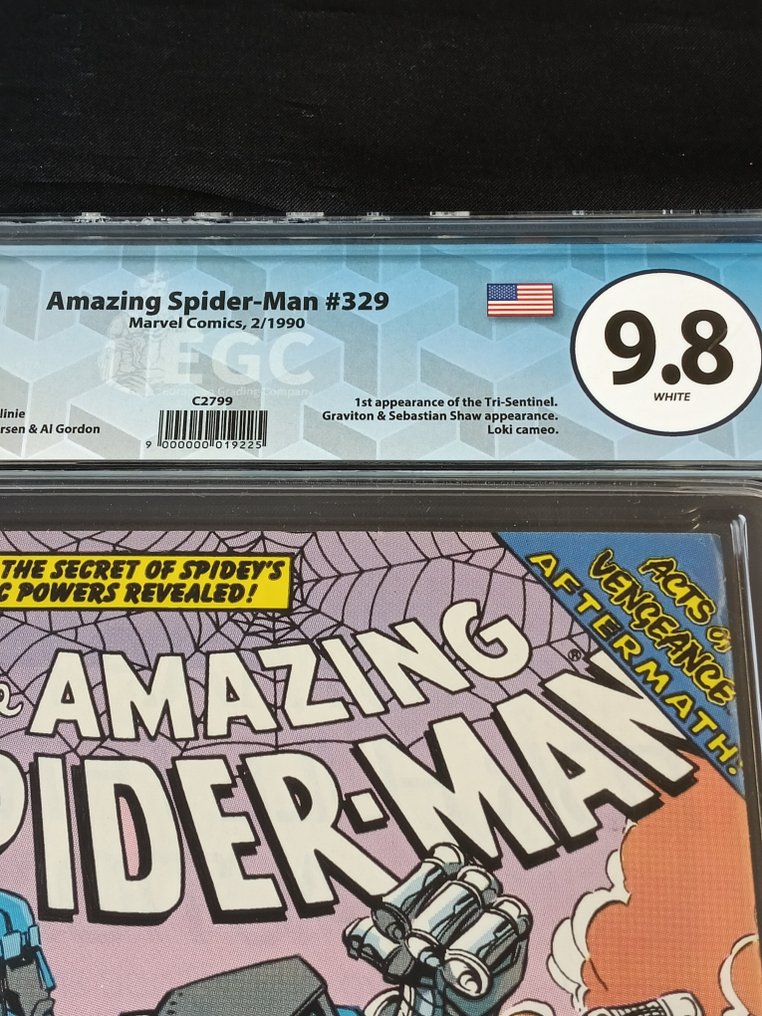 The Amazing Spider-Man #329 - Newsstand Edition - EGC 9.8 - Power Prey! - Debut of Spider-Man’s Captain Universe suit - 1 Graded comic - First edition - 1990 #1.0