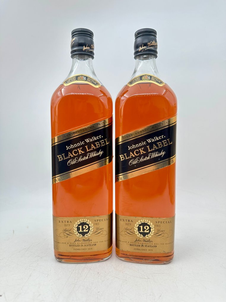Johnnie Walker 12 years old Black Label Extra Special - b. 1990s - 1 Litre - 2 bottles #1.0