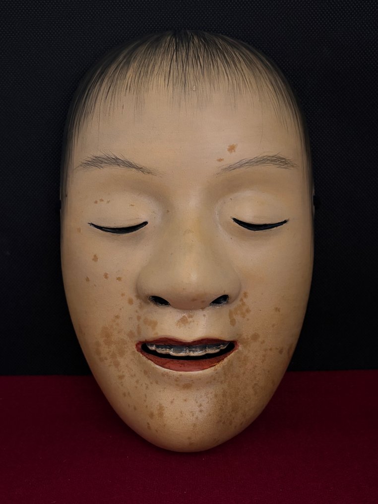 日本能乐面具 - 木, 木制雕刻能面具 - Yoroboshi 弱法師 - 艺术家：上田上田 #1.0
