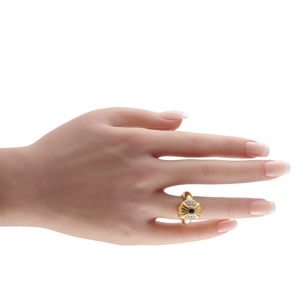 Boucheron - Δαχτυλίδι - 18 καράτια Κίτρινο χρυσό, BOUCHERON δαχτυλίδι από 18K κίτρινο χρυσό, διαμάντι 0,40 καρατίων και σμαράγδι, περίπου το 1970 - 0.40ct. tw. Διαμάντι (Φυσικό) #3.2