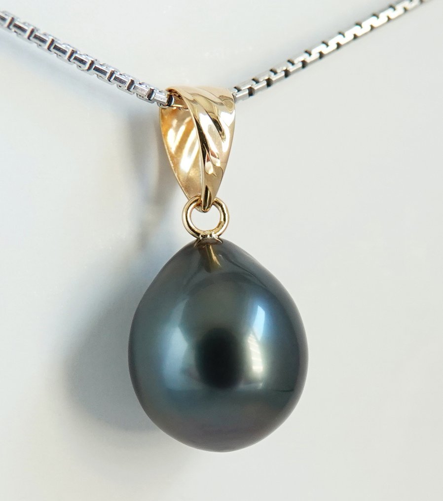 χωρίς τιμή ασφαλείας - Κρεμαστό κόσμημα - 18 καράτια Κίτρινο χρυσό Μαργαριτάρι - Μωβ λεβάντα, Ταϊτιανός #2.1