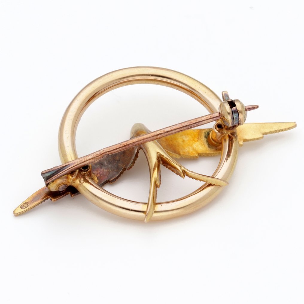 胸针 - 14K包金 黄金, 玫瑰金 - 鸟 #2.1