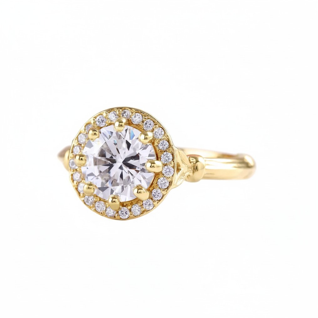 戒指 - 14 克拉 黃金 鉆石 (實驗室培育) - 鉆石 #1.0