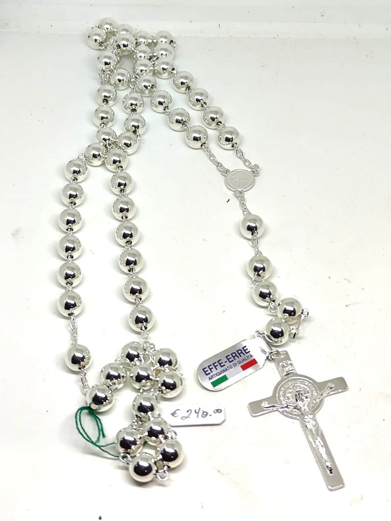  誦經念珠 - 稀有的梵蒂冈银制念珠，ARGENTO 800，工艺精美，重24克。 - 1990-2000  #3.2