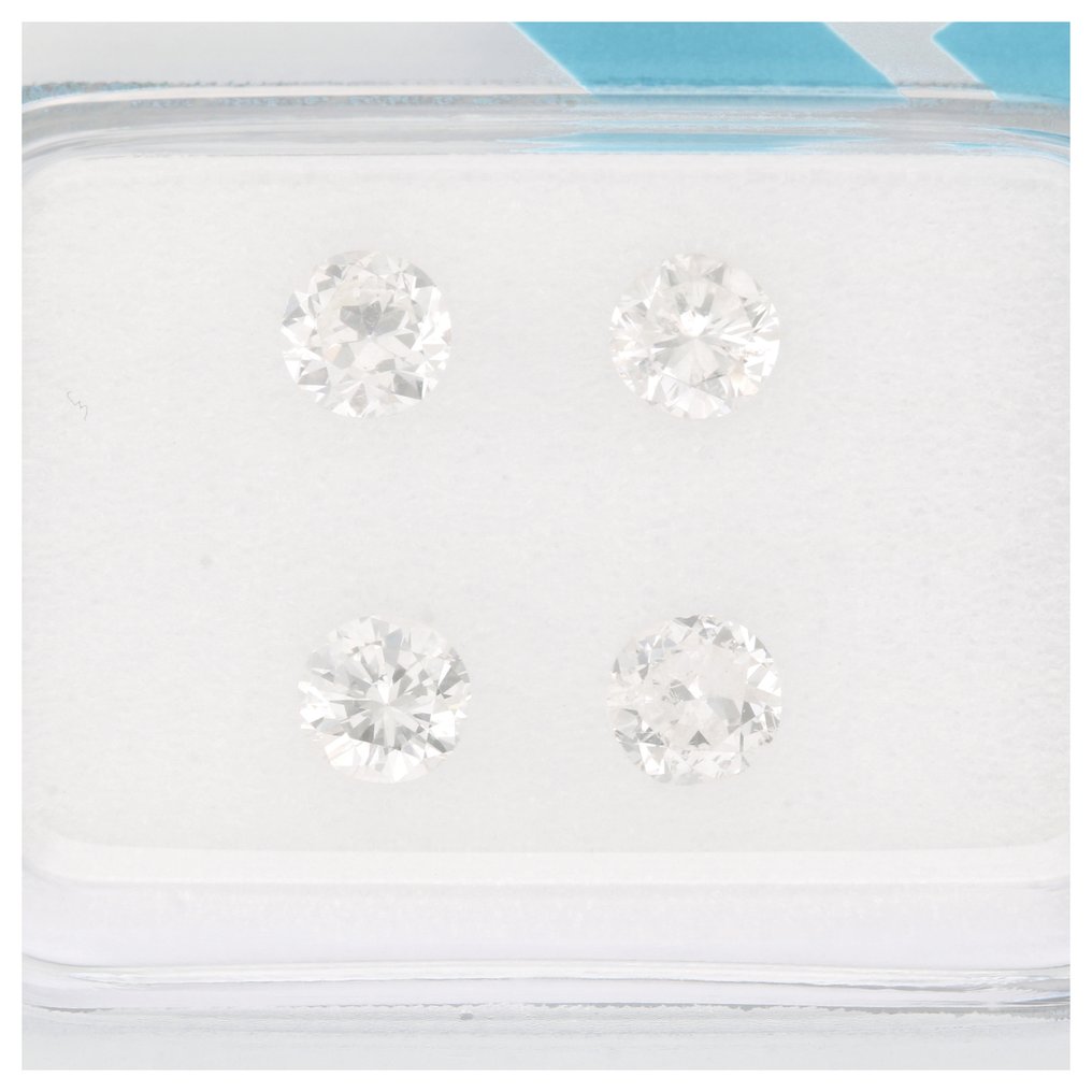 No reserve price - 4 pcs Diamond (Natural) - 0.84 ct - Round - F, G - I2 - International Gemological Institute (IGI) #1.0