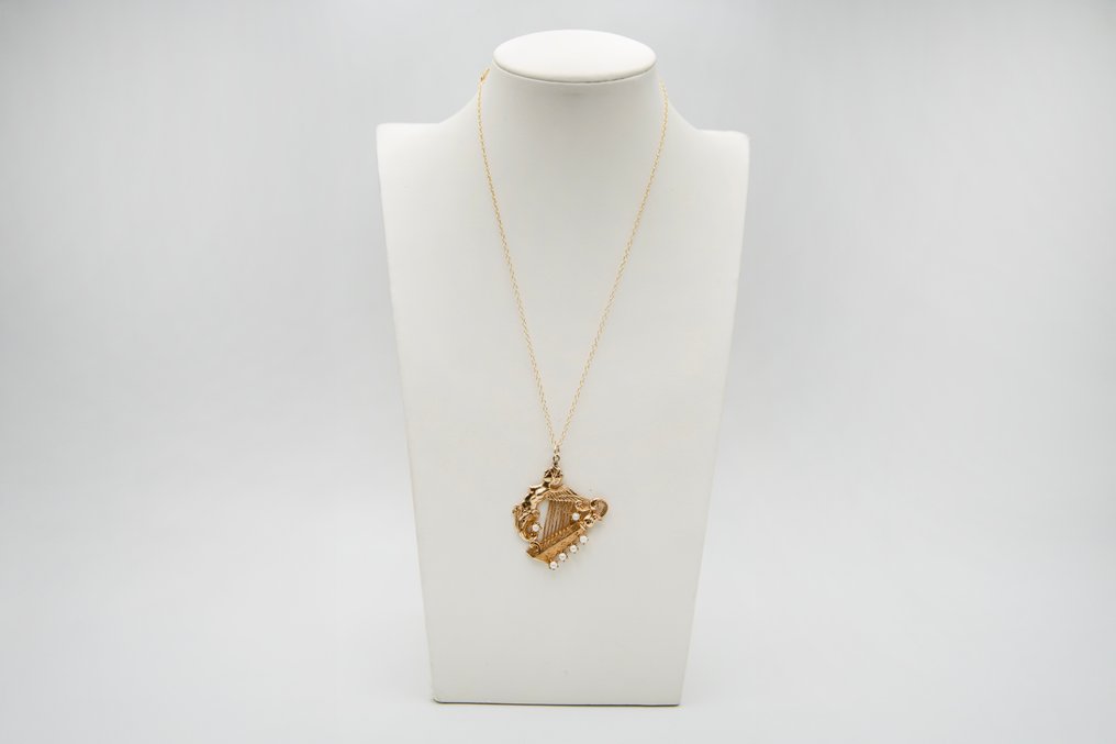 吊墜頸鏈 - 9 節 黃金 珍珠 #3.2