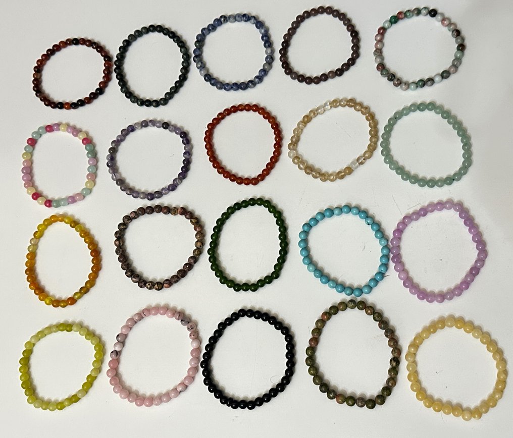 玛瑙;孔雀石;绿松石;软玉;珊瑚石;黄水晶;紫水晶……/ 高品质 / 1060克拉 - 手鈪 - 印度/巴西 #4.3