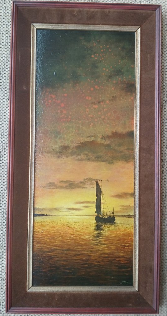 Karel Moers (1932-2016) - Zeilboot bij zonsondergang - hyperrealisme #1.0