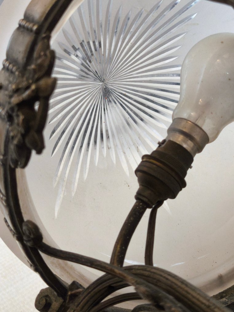 枝形吊燈 - 青銅色, 玻璃, fer forgé - 新藝術/裝飾藝術風格吊燈 #3.2