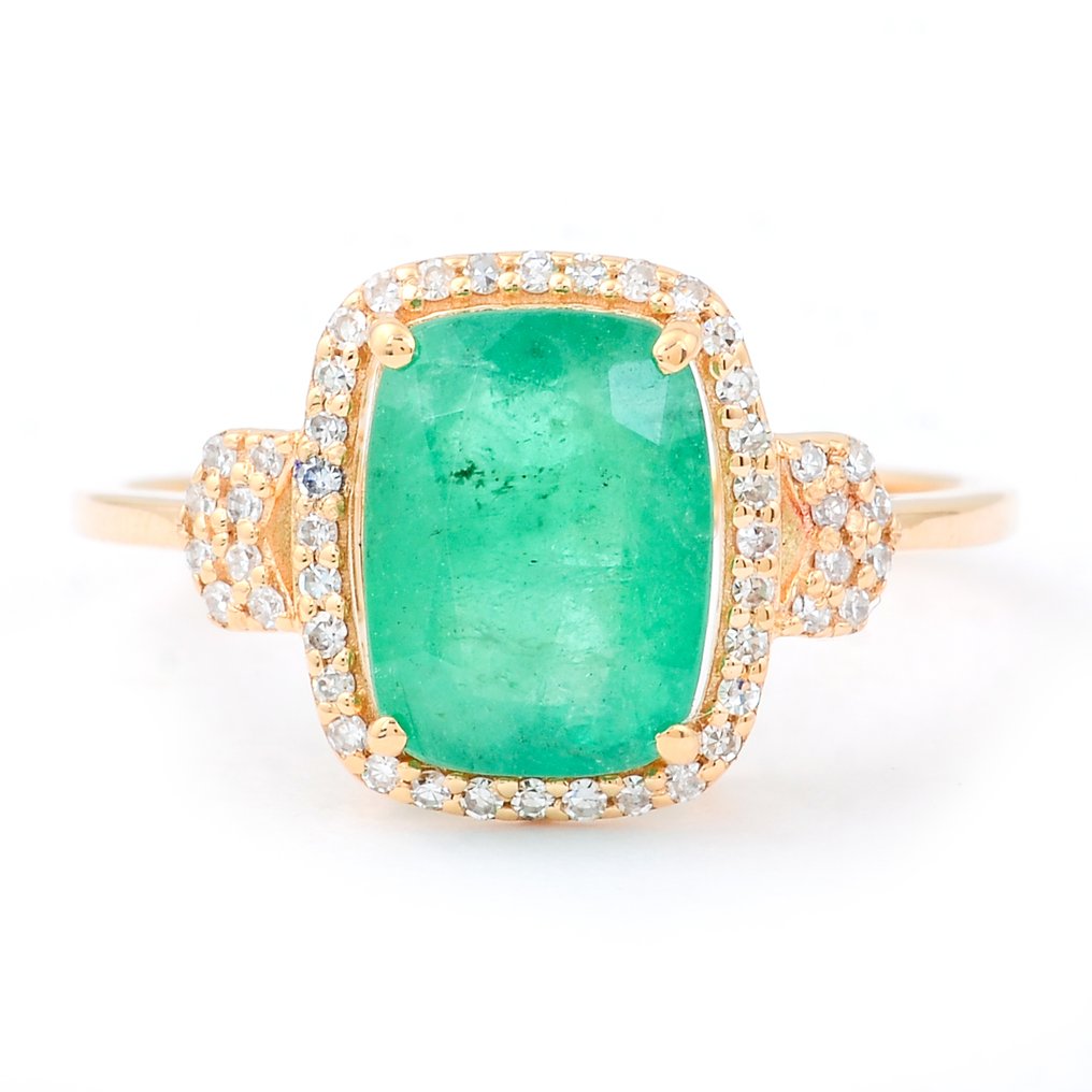 沒有保留價 - 戒指 - 14 克拉 黃金 - 2.19ct. tw. 祖母綠 - 鉆石 #1.0