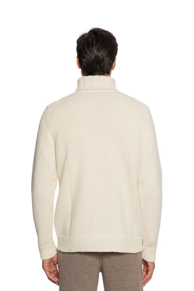 FEDELI CASHMERE RRP 2200€ Ivory Cable-Knit Sweater Thick 100% Cashmere "HAND KNIT" - 52 IT - Jumper - New with tags #1.0