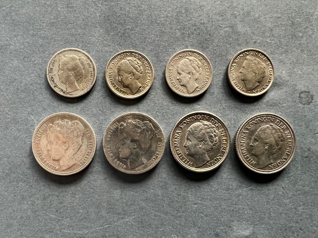 庫拉索 (荷蘭加勒比區). 1900-1948: 1/10 en ¼ gulden (totaal 8 zilveren munten). (沒有保留價) #1.0