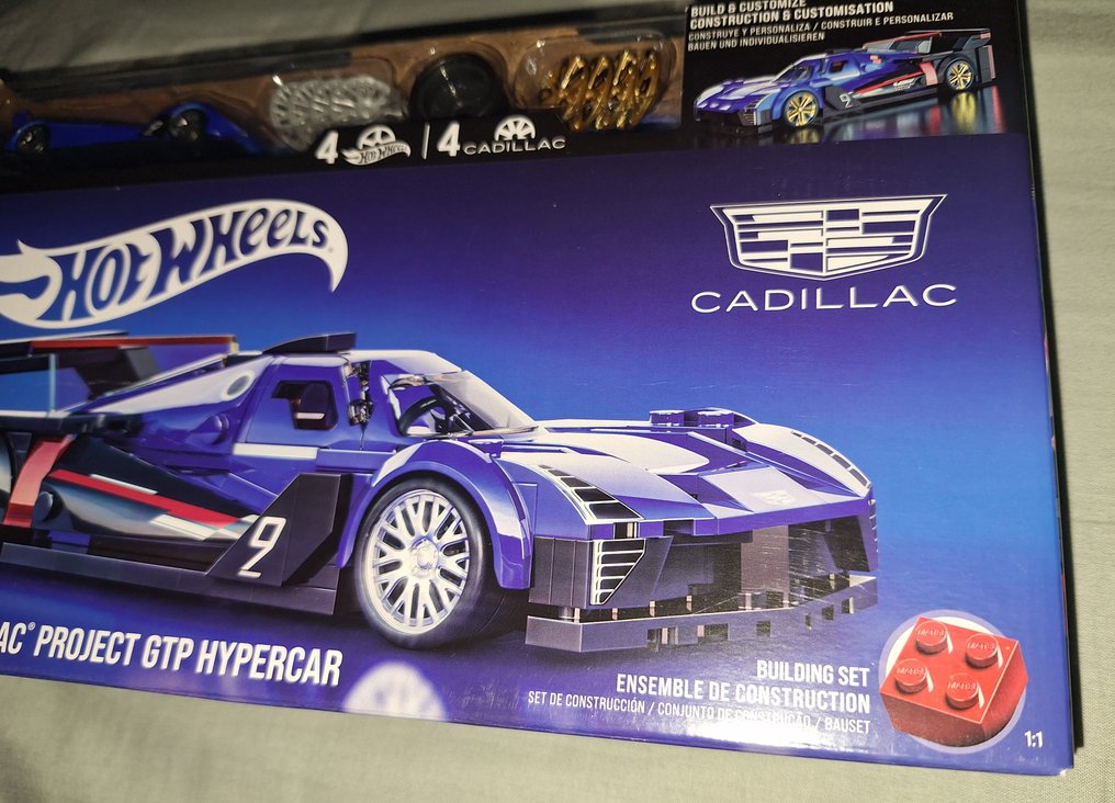 Hot Wheels, Mattel 1:32 - Modelsæt - Mattel Brick Shop Hot Wheels - Cadillac Project GTP Hypercar Byggesamling af samlerobjekter #4.3