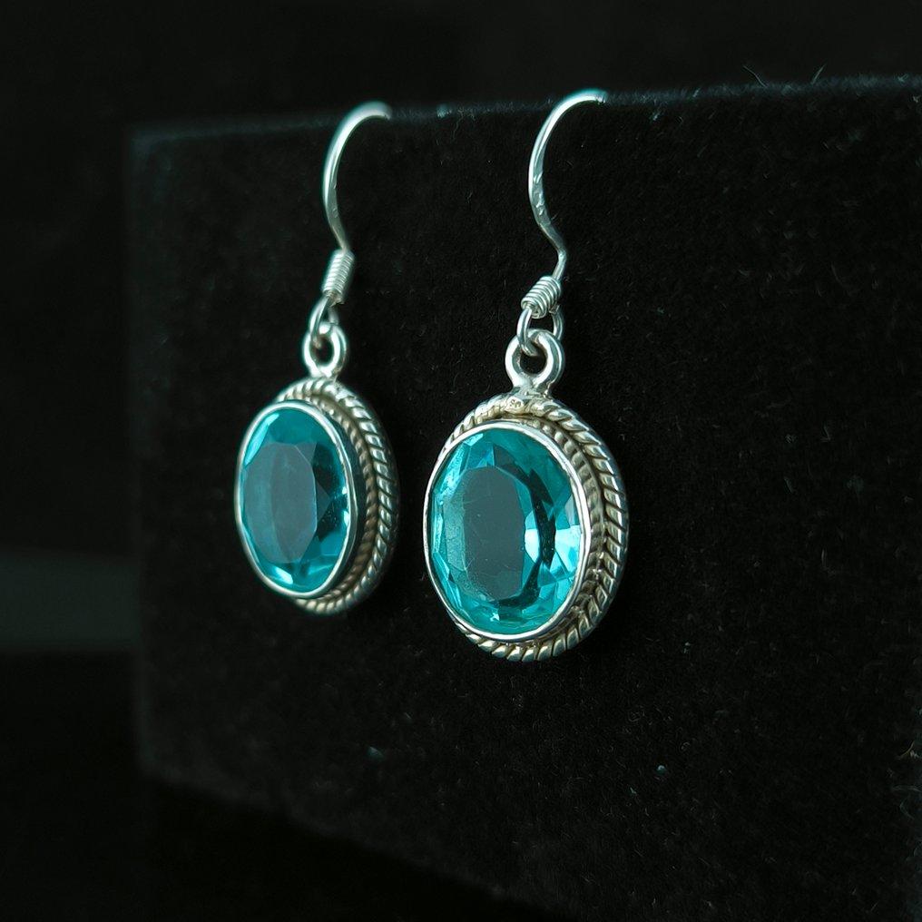 Ακουαμαρίνης - Ασημί - Σκουλαρίκια - Σκουλαρίκια από ασήμι υψηλής ποιότητας #3.2