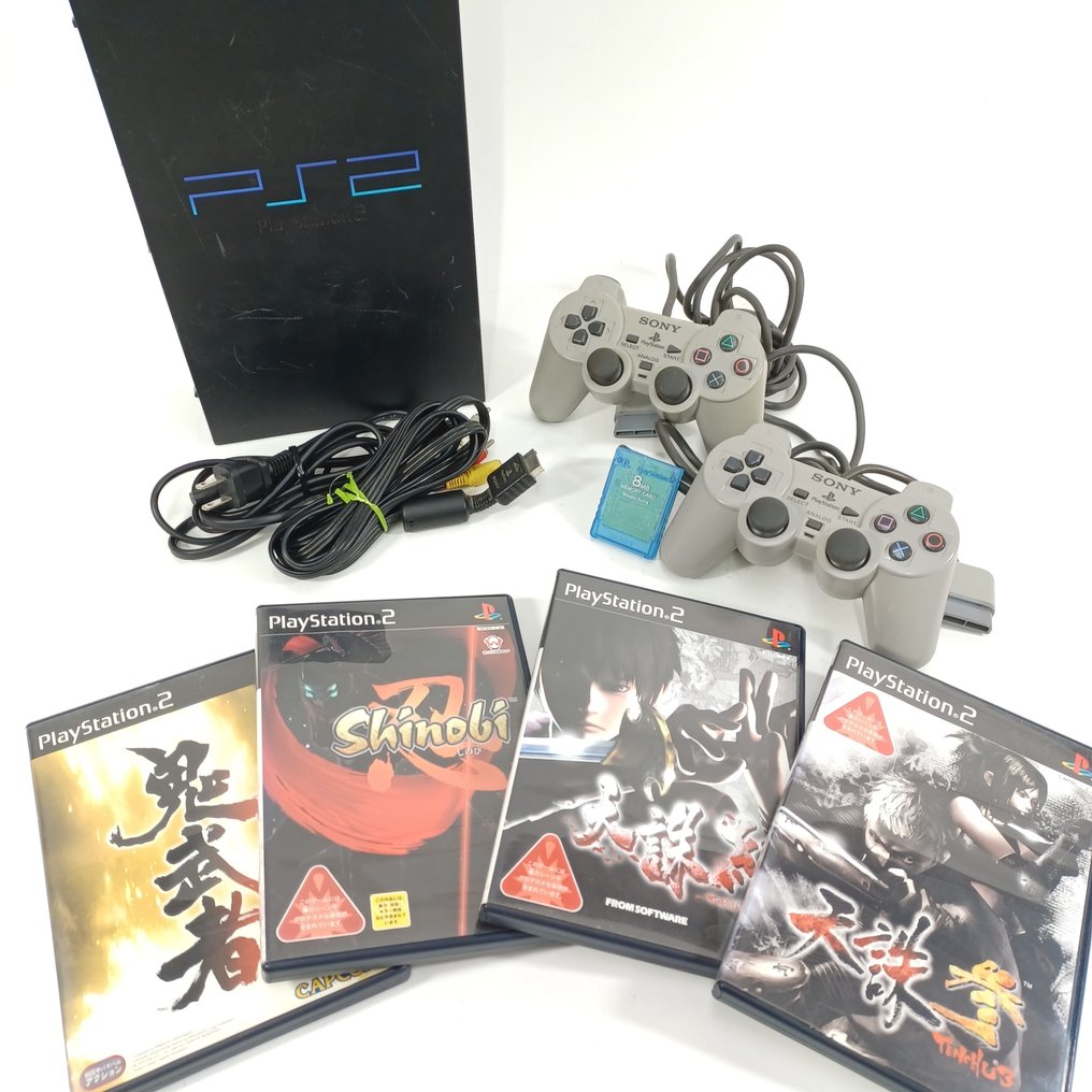 Sony - Playstation 2 (PS2) - Sony PlayStation 2 (SCPH-15000) + 4 Japanese Action Games (CD Slow/DVD Read Faulty) - Video game console + games #1.0