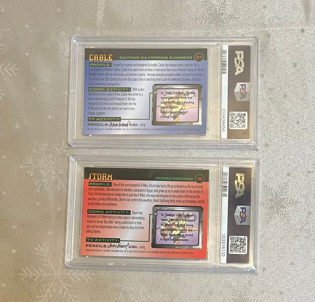 1996 Marvel Fleer X-Men - #21 Cable X-Force, #12 Storm X-Men - 2 Graded card - PSA 8 #1.0