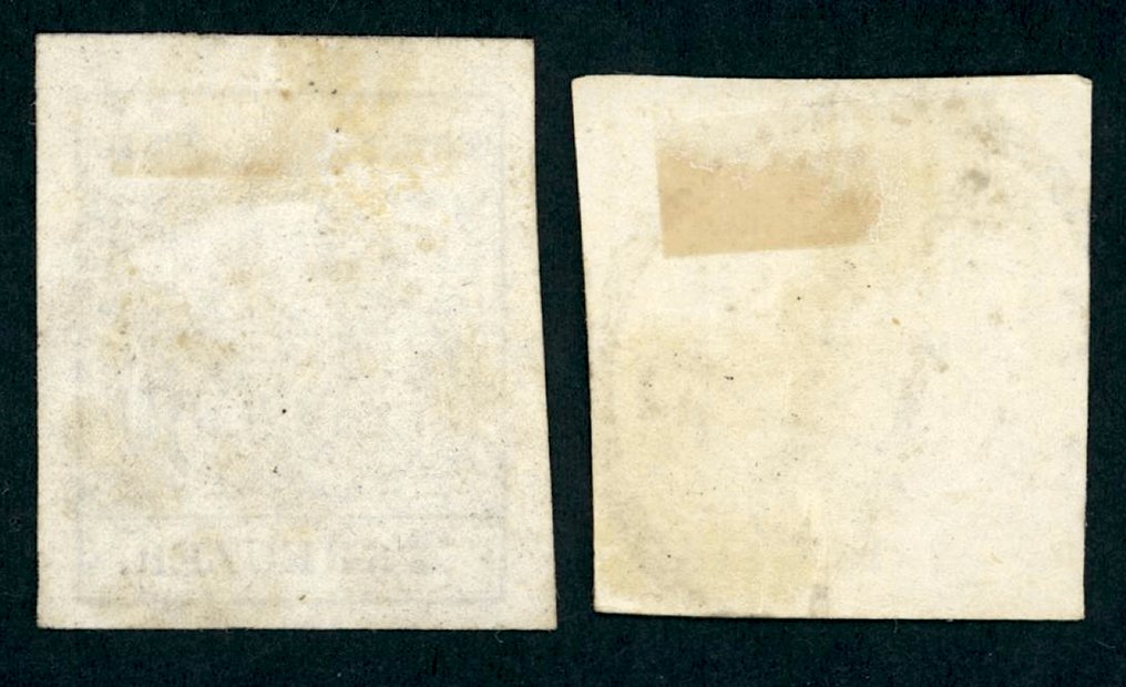 Autriche 1850 - Autriche 1ère édition - 2 Kabinettmarken 2 Kr schwarz auf Handpapierund auf Maschinenpapier Mi.Nr. 2 XaI und 2 YaIII #1.0