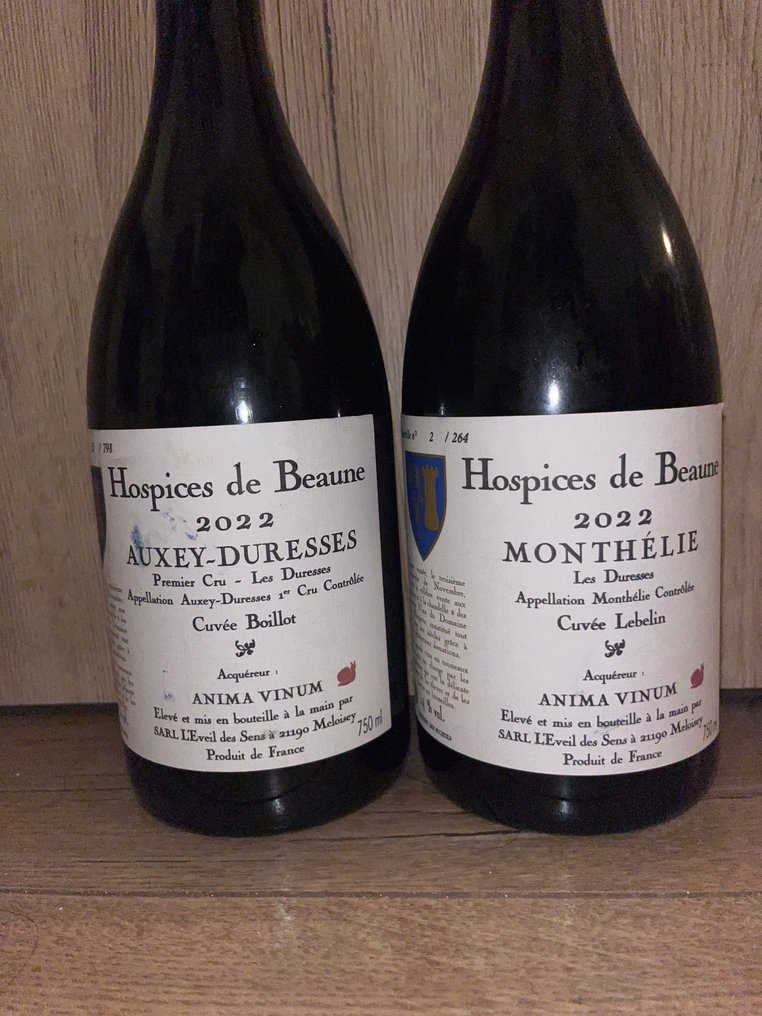 2022 Hospices de Beaune Auxey Duresses "Les Duresses Cuvée Boillot" & Monthelie "Les Duresses Cuvée - Bourgogne 1er Cru - 2 Flasker (0,75 L) #2.1