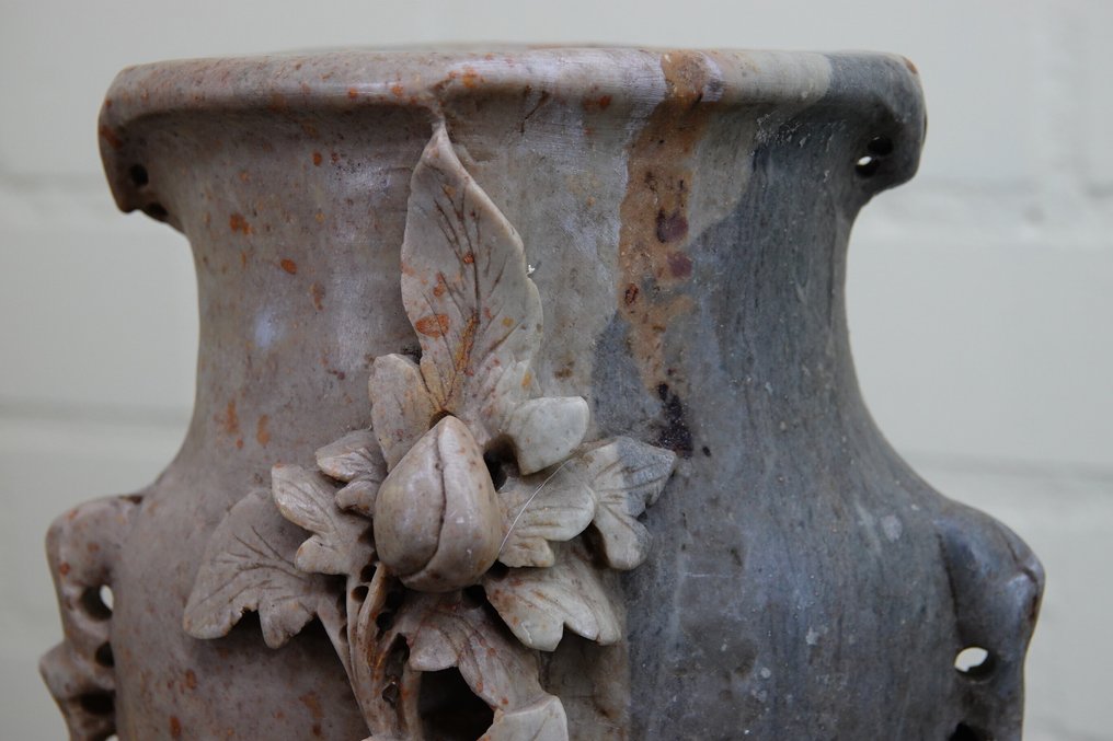 花瓶 - speksteen - 亚洲 - 丰富装饰的  (没有保留价) #4.3