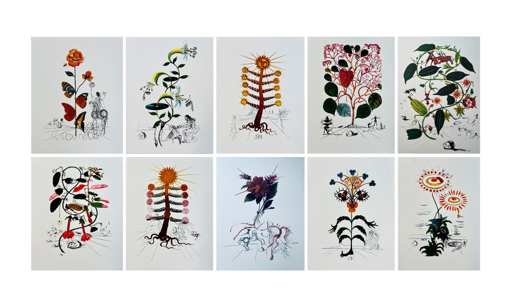 Salvador Dali (1904-1989) - Complete Flordali Serie of 10 Lithographs - Limited Edition #1.0
