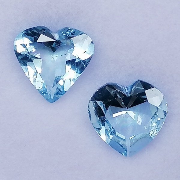 2 pcs Blå Akvamarin - 1.56 ct - Instituto Gemólogico Español (IGE) - Uten behandlinger #3.2