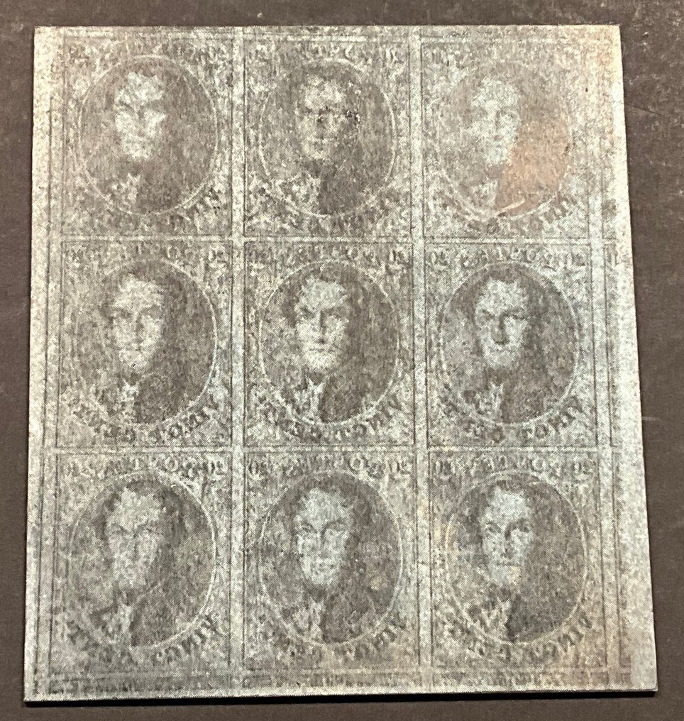 比利時 1849/1863 - Leopold I 发行：20分纪念章，9枚一组 - 砾石/压模图案 - OBP/COB 4/7/11/14 #1.0