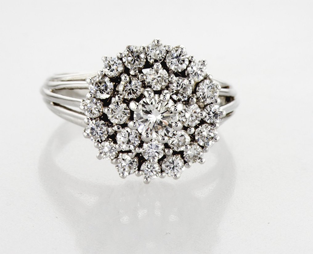 戒指 - 18 克拉 白金 -  1.35ct. tw. 鉆石 (天然) - 鉆石 - R00060 #1.0