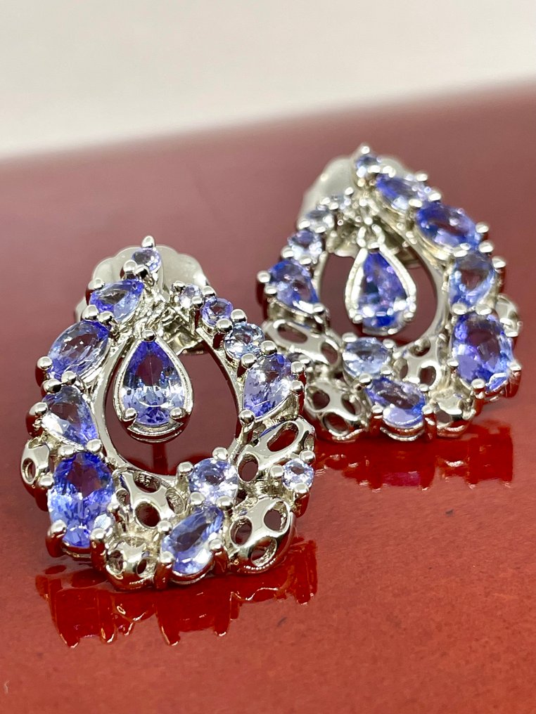 Nincs minimálár - Drop fülbevaló Ezüst Tanzanit #2.1