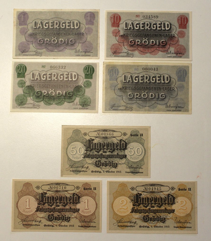 Αυστρία. - 7 Notes - POW  - GRÖDIG 1914-1915  (χωρίς τιμή ασφαλείας) #1.0