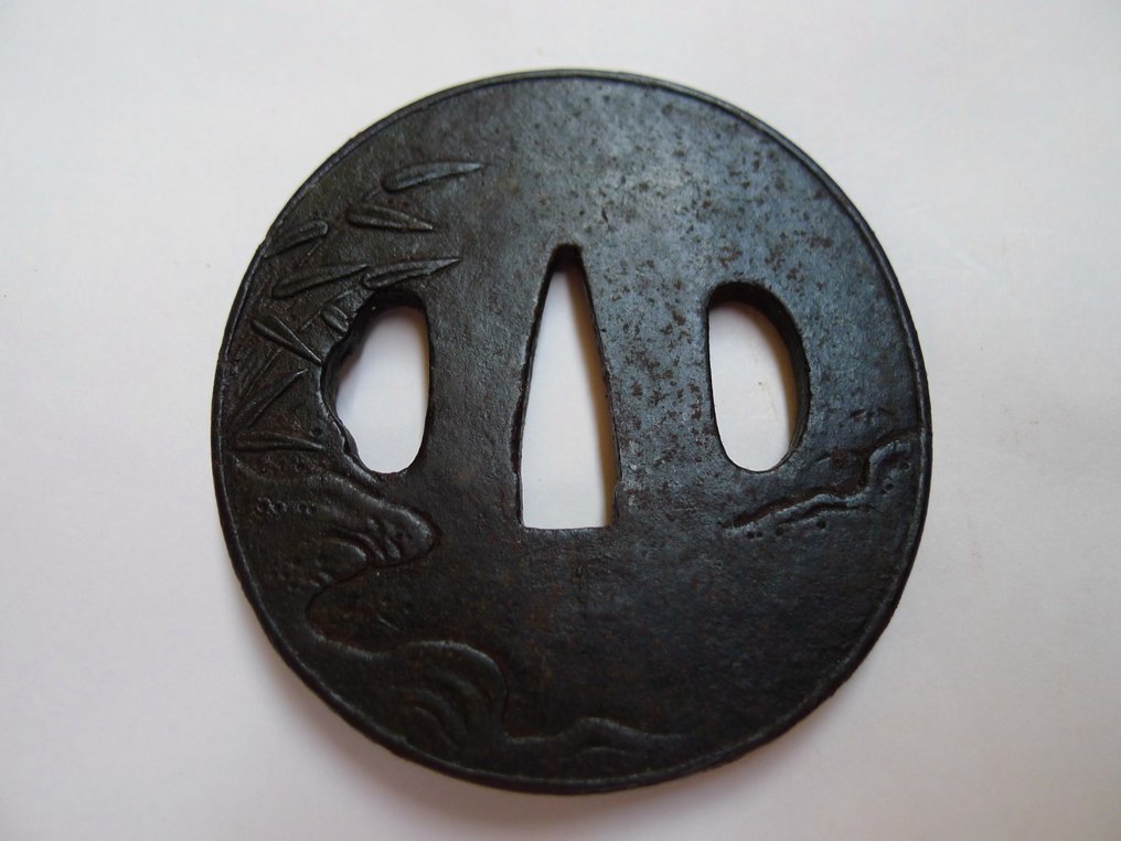 Μοτίβο με όμορφο ζευγάρι βατράχων για tsuba - Ιαπωνία - Late 20th century #1.0