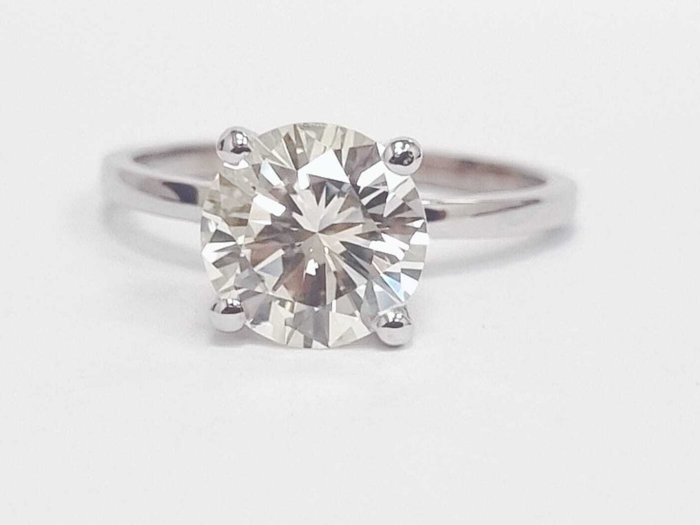 订婚戒指 - 14K包金 白金 -  2.05ct. tw. 钻石 (天然) #1.0