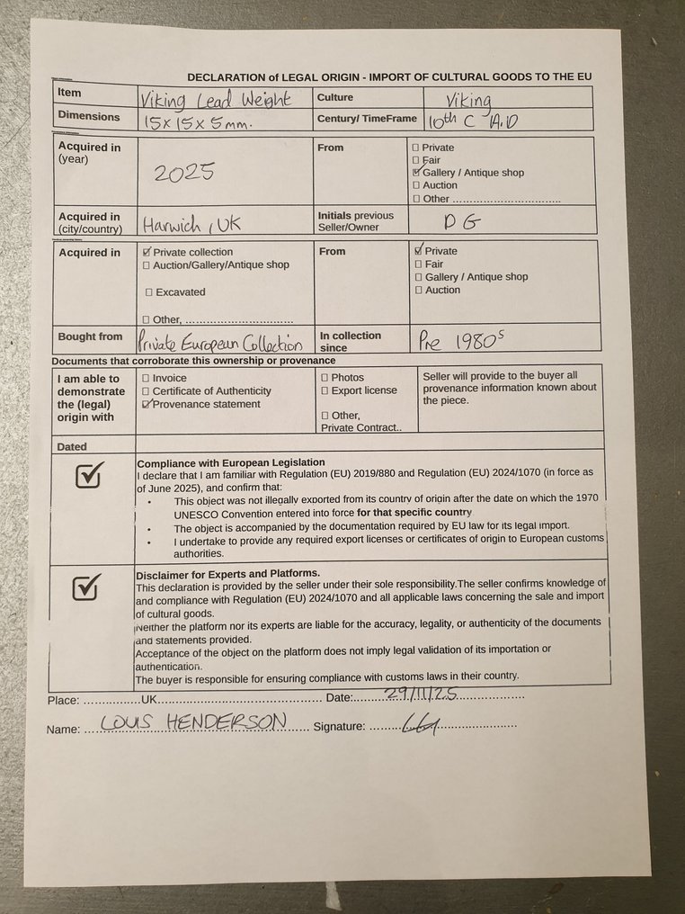 Βάρος από μολύβι Βίκινγκ  - Νορβηγία  #1.0