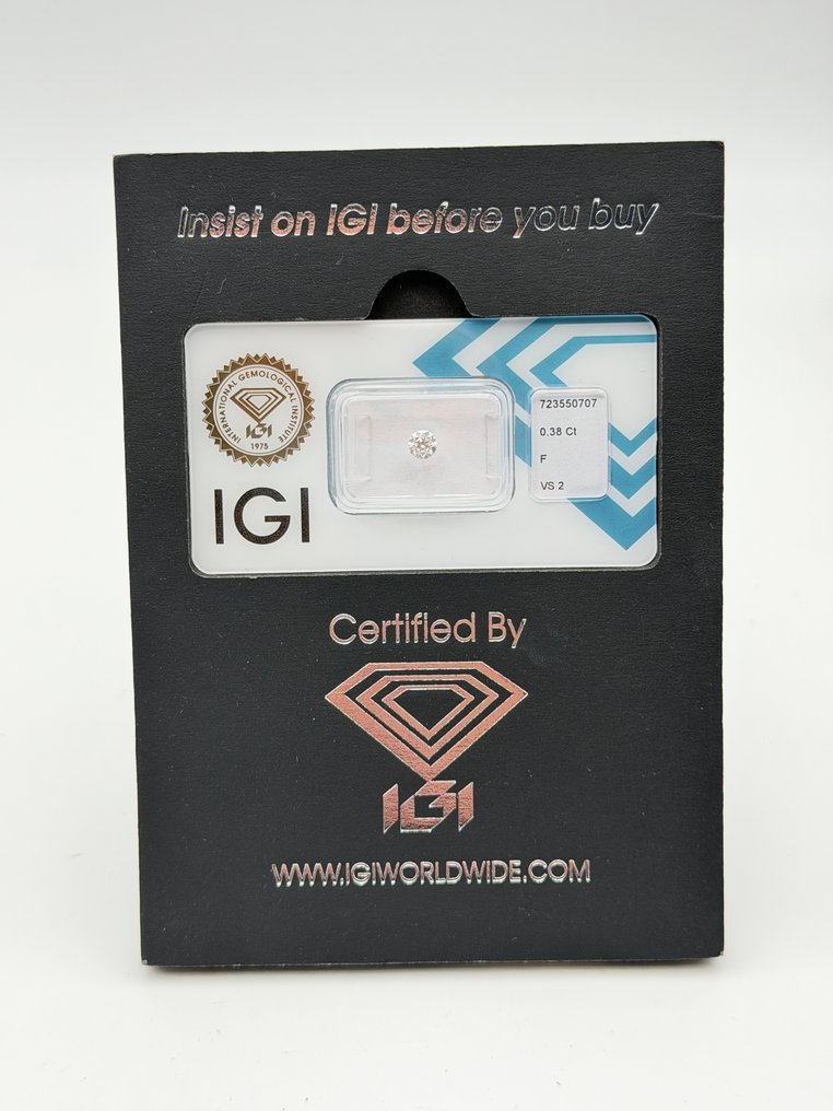 1 pcs Διαμάντι (Φυσικό) - 0.38 ct - Στρογγυλό - F - VS2 - International Gemological Institute (IGI) #3.2