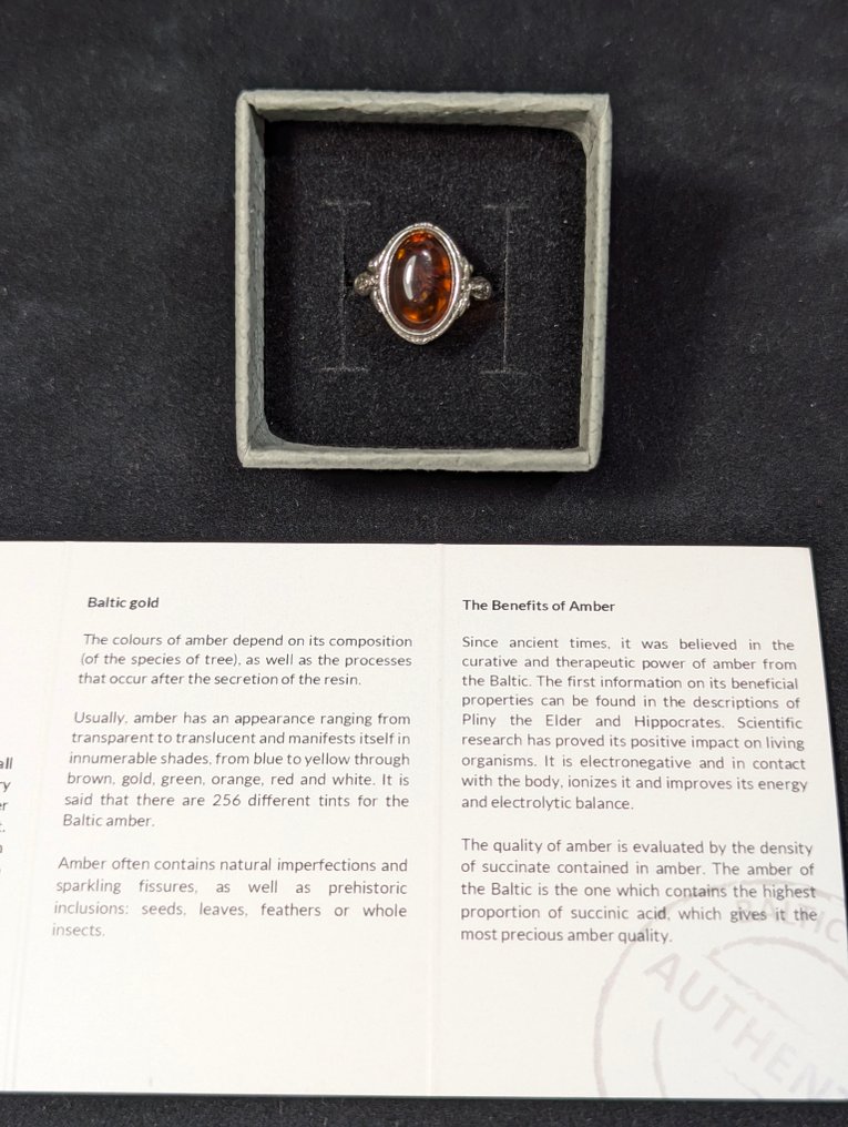 Beautiful 925 Silver ring, with Natural Baltic Amber, from Sweden. - Ring #2.1