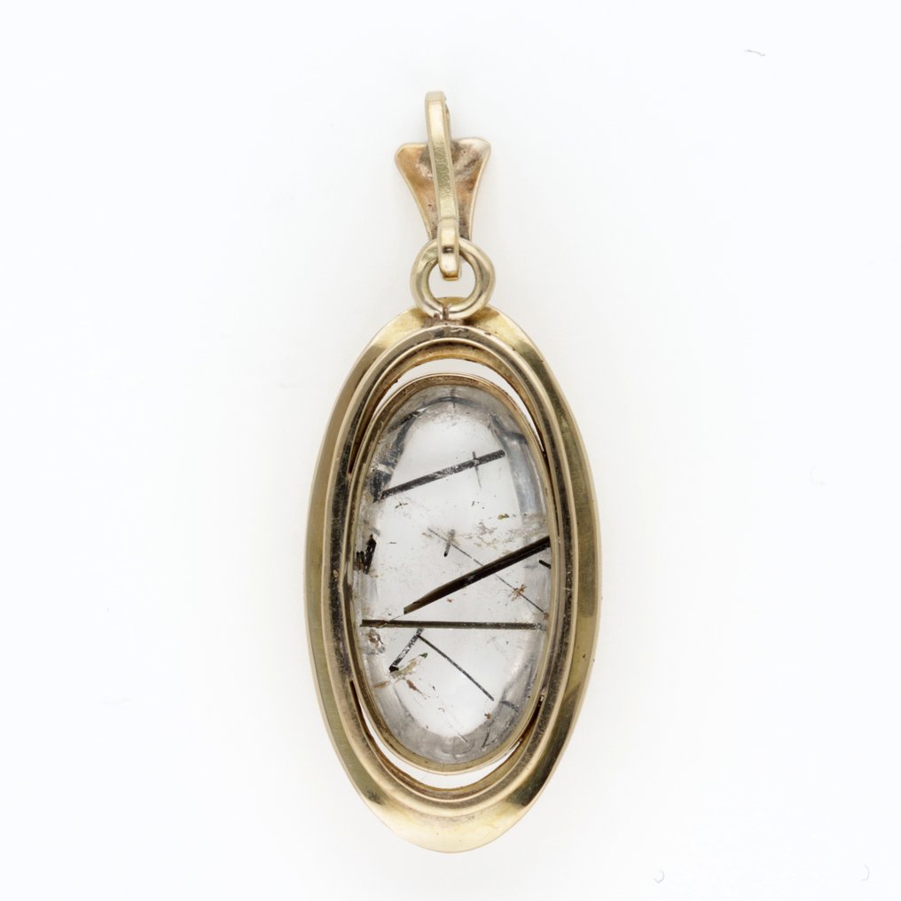 吊坠 - 14K包金 黄金 石英 - Toermalijnkwarts #1.0