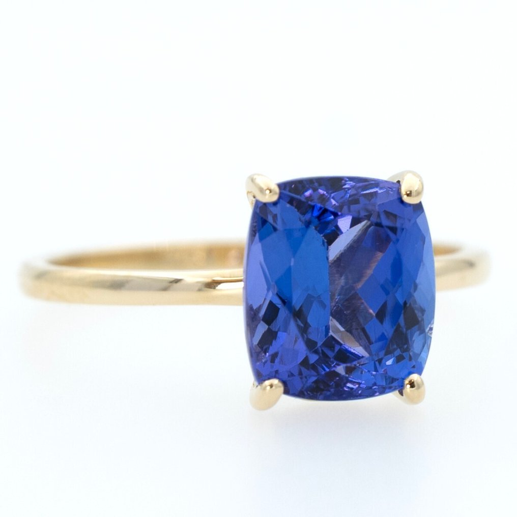 没有保留价 - 戒指 - 14K包金 黄金 -  3.66ct. tw. 坦桑石 - GWLab #3.2