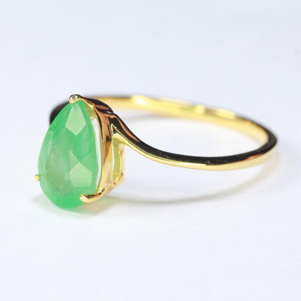 χωρίς τιμή ασφαλείας - Δαχτυλίδι - 18 καράτια Κίτρινο χρυσό - 1.50ct. tw. Σμαράγδι - Ελαφρύ Έλαιο Πρώτης Ποιότητας. #2.1